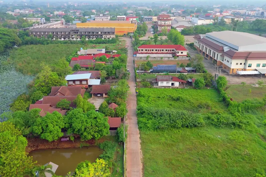 A quiet Nong Khai neighbourhood from the air